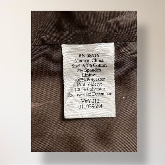 Coldwater Creek W18 Brown Embroidered Beaded Jacket Boho Artsy Open Front Blazer - Picture 7 of 8